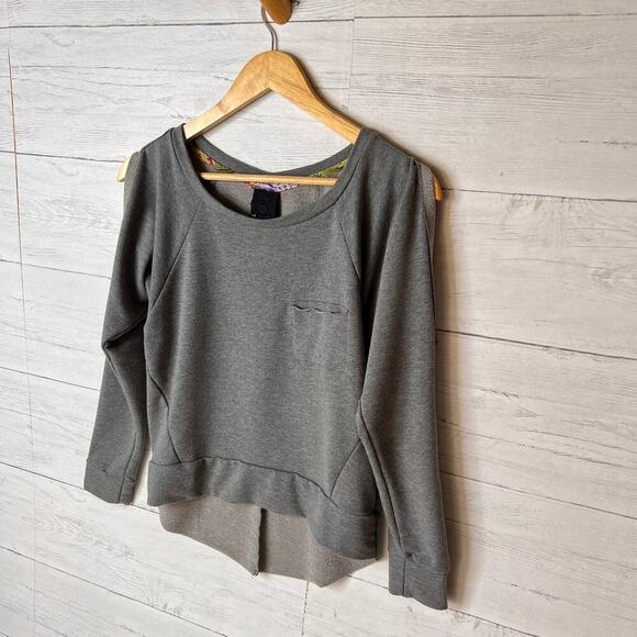 Anthropologie Dolan Sweatshirt Womens Size XS Gray Cold Shoulder Cotton Blend - Picture 3 of 12